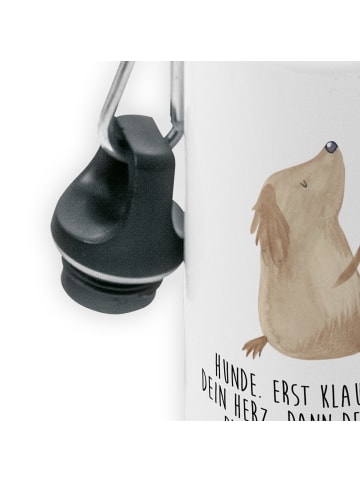Mr. & Mrs. Panda Sportflasche Hund Liebe mit Spruch in Weiß