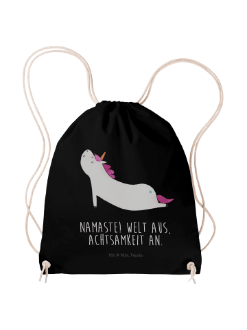 Mr. & Mrs. Panda Stofftasche Einhorn Yoga mit Spruch in Schwarz