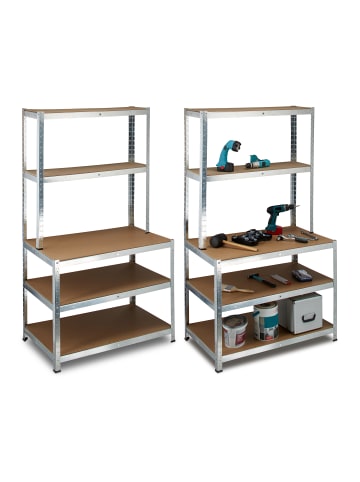 relaxdays 2x Schwerlastregal in Grau - (B)100 x (H)180 x (T)60 cm