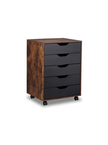 relaxdays Rollcontainer in Braun/ Schwarz - (B)48 x (H)66,5 x (T)39,5 cm