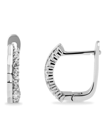 Adeliás Damen Ohrringe – Klappcreole aus 925 Silber mit Zirkonia in silber