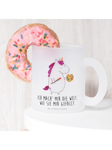 Mr. & Mrs. Panda Teetasse Einhorn Künstler mit Spruch in Transparent