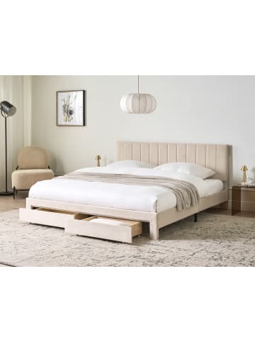 Beliani Doppelbett LONZAC in Beige - (W) 185 x (H) 90 x (L) 208 cm