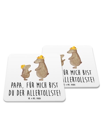Mr. & Mrs. Panda Bierfilz Bären mit Hut mit Spruch in Weiß
