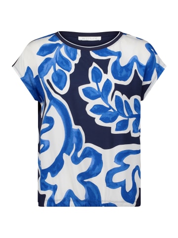 BETTY & CO Patchwork-Shirt mit Print in Weiß/Dunkelblau