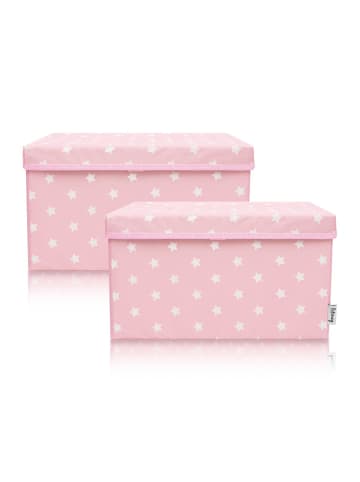 Lifeney Aufbewahrungsbox 2er-Set Rosa Stern, 37 x 25 x 21 cm