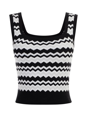 faina Damen Strick Tank Top in Schwarz Weiss