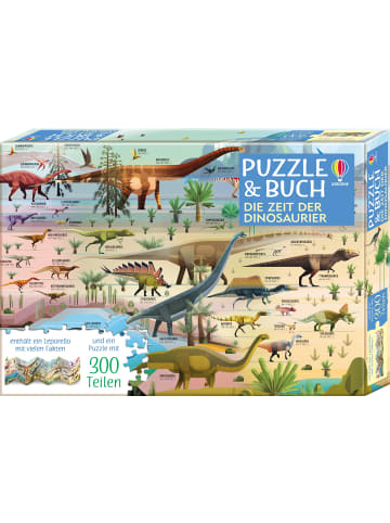 Usborne Puzzle & Buch: Die Zeit der Dinosaurier | Puzzle mit 300 Teilen