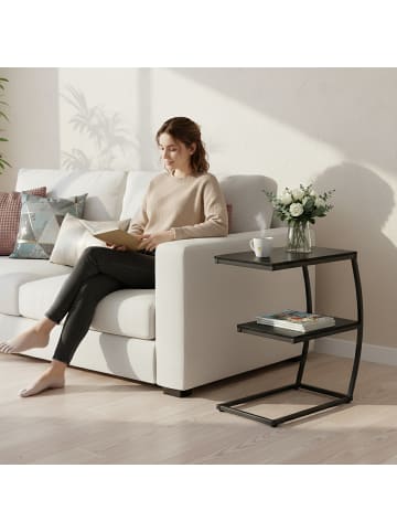 relaxdays Beistelltisch in Schwarz - (B)47,5 x (H)58,5 x (T)25 cm