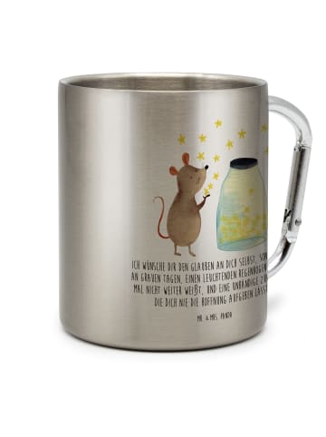 Mr. & Mrs. Panda Becher Maus Sterne mit Spruch in Silber