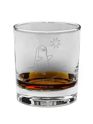 Mr. & Mrs. Panda Whiskey Glas Pinguin Surfer ohne Spruch in Transparent