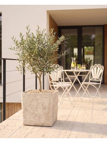 Beliani Outdoor Blumentopf THALASSA in Beige - (W) 44 x (H) 44 x (L) 44 cm