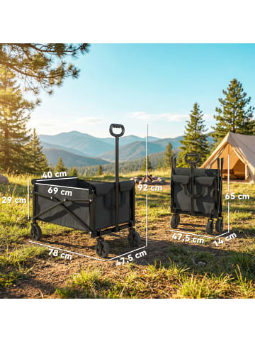 Outsunny Bollerwagen,78cm x 47,5cm x 92cm,Schwarz