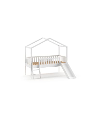 58 aufm Kessel HAUSBETT mit Rutsche Kapua 209x202x192 aus Massivholz in Weiß