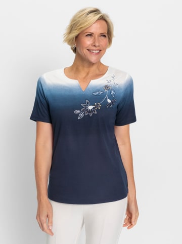 WITT WEIDEN Kurzarmshirt in marine-ecru-bedruckt