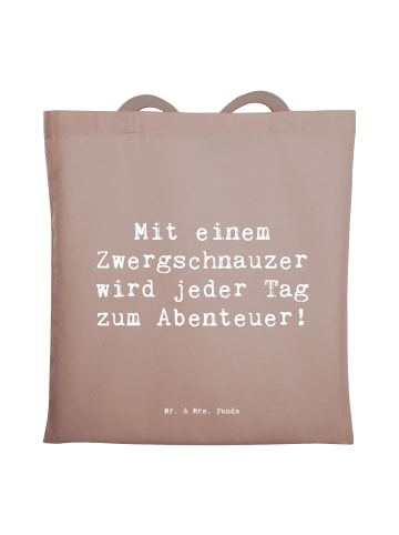 Mr. & Mrs. Panda Tragetasche Spruch Zwergschnauzer Abenteuer mit... in Braun Pastell