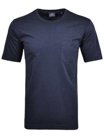 Ragman Softknit T-Shirt Rundhals, mit Brusttasche in Navy