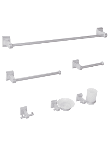 Beliani 6-tlg Badaccessoires Set TALARA in Silber