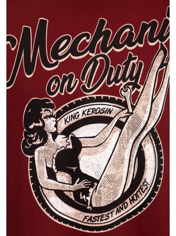 King Kerosin King Kerosin Classic T-Shirt Mechanic on Duty in weinrot
