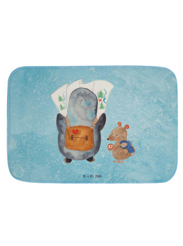 Mr. & Mrs. Panda Badematte Pinguin & Maus Wanderer ohne Spruch in Eisblau