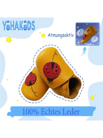 Yihakids Baby Krabbelschuhe aus Leder, weiche Lauflernschuhe mit rutschfester Sohle