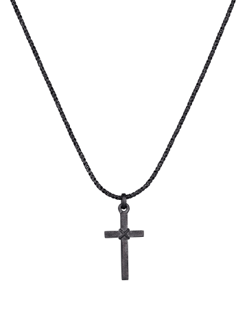 KUZZOI Halskette 925 Sterling Silber Kreuz in Schwarz