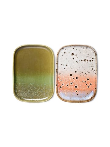 HKLiving Tablett 2er-Set 70s ceramics in Asteroids | Grass