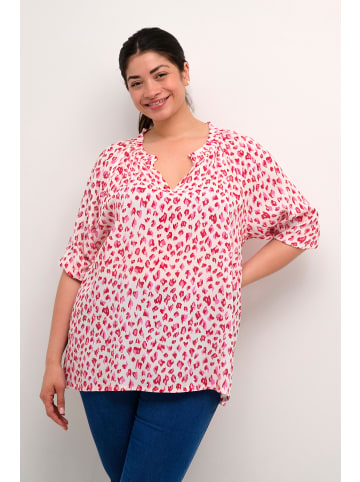 KAFFE curve Langarm-Bluse KCsigrida Regular fit in Pink/Red Graphic Dot
