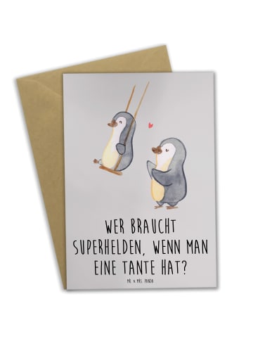 Mr. & Mrs. Panda Grußkarte Lieblings-Tante mit Spruch in Grau Pastell