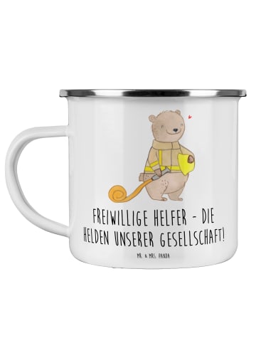Mr. & Mrs. Panda Kaffeetasse Freiwilliger Held mit Spruch in Weiß