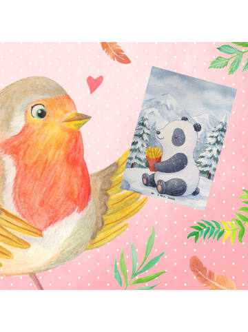 Mr. & Mrs. Panda Grußkarte Panda Winter Pommes Design ohne Spruch in Weiß