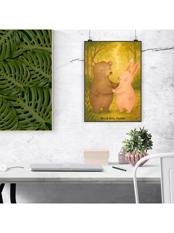 Mr. & Mrs. Panda Bild Bär und Hase Umarmen Design ohne Spruch in Weiß