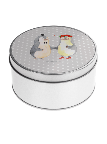 Mr. & Mrs. Panda Erinnerungsbox Pinguin Heirat ohne Spruch in Grau Pastell