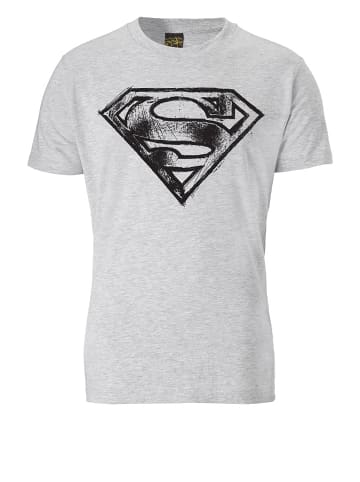 Logoshirt T-Shirt Superman Scribble Logo in grau-meliert