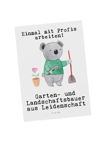 Mr. & Mrs. Panda Postkarte Garten- und Landschaftsbauer Leidensc... in Weiß