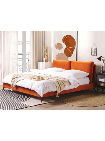 Beliani 2-tlg Doppelbett MELLE in Orange/Schwarz