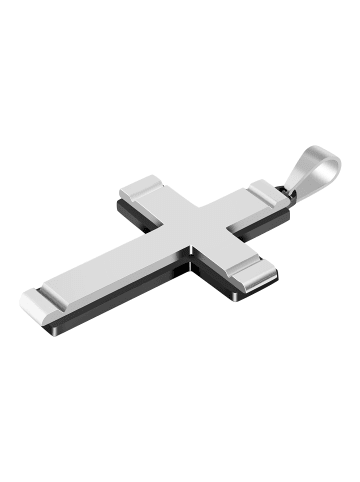 Adeliás Herren Anhänger – Kreuzanhänger aus Edelstahl in schwarz