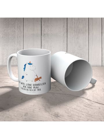 Mr. & Mrs. Panda Kaffeebecher Einhorn Teddy mit Spruch in Weiß