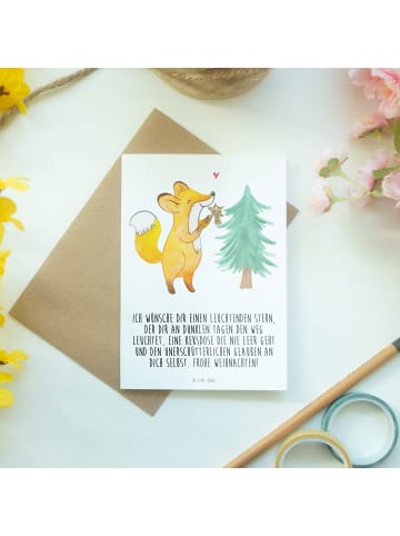 Mr. & Mrs. Panda Babykarte Fuchs  Weihnachtsbaum mit Spruch in Weiß