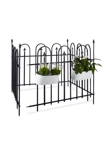 relaxdays 8 x Gartenzaun in Schwarz - (B)120 x (H)90 cm