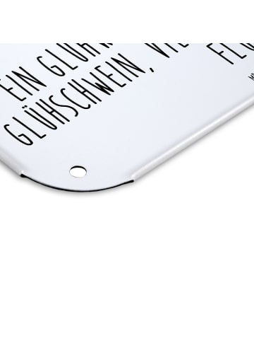 Mr. & Mrs. Panda Metallschild Schweinchen Glühwein mit Spruch in Weiß