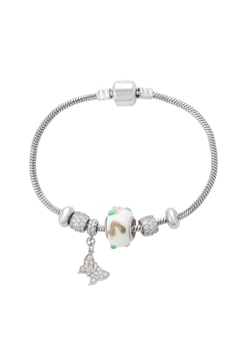 faina Women Snake Chain Bracelet With Charms in Silver White