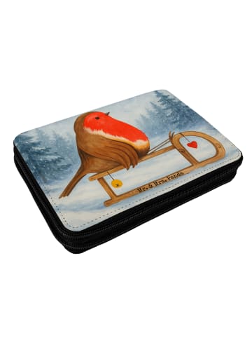 Mr. & Mrs. Panda Mäppchen Rotkehlchen Schlitten Design ohne Spruch in Weiß