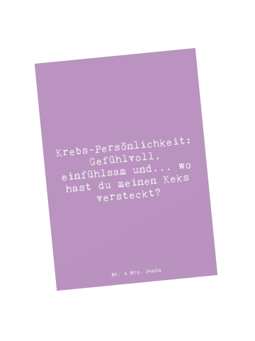 Mr. & Mrs. Panda Postkarte Spruch Krebs Gefühlswelt mit Spruch in Lavendeltraum