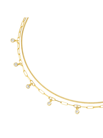 Smart Jewel Collier Layering Collier, Zirkonia Steine in Gold