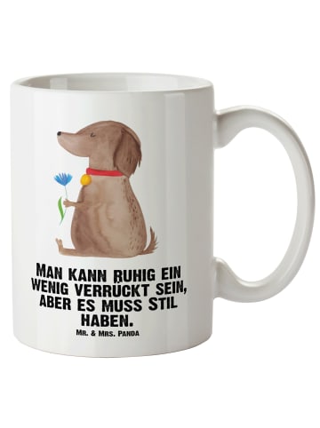 Mr. & Mrs. Panda XL Tasse Hund Blume mit Spruch in Weiß