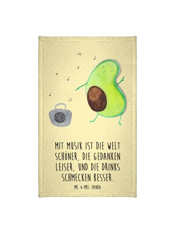 Mr. & Mrs. Panda Gästehandtuch Avocado Tanzen mit Spruch in Gelb Pastell