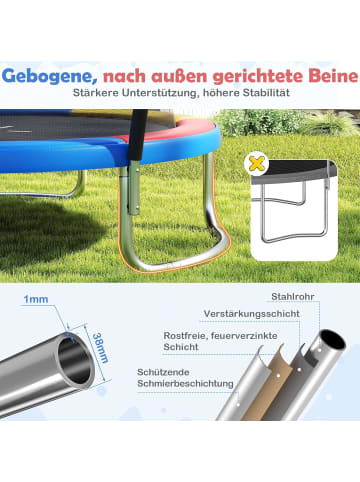 COSTWAY Ø366cm Trampolin Outdoor mit Leiter 3+ Jahre in Bunt