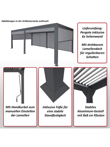 MCW Alu Pergola L41 mit 6x Seitenwand, Anthrazit