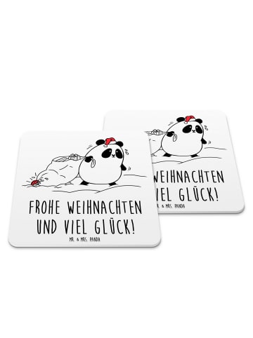 Mr. & Mrs. Panda Bierdeckel Panda Weihnachten mit Spruch in Weiß
